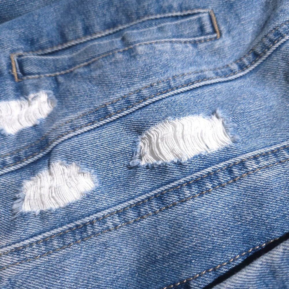 Ci Sono Distressed Denim Jacket, Size Large - Picture 9 of 10